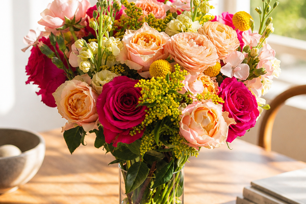 ReVased flower bouquet cared for in a vase