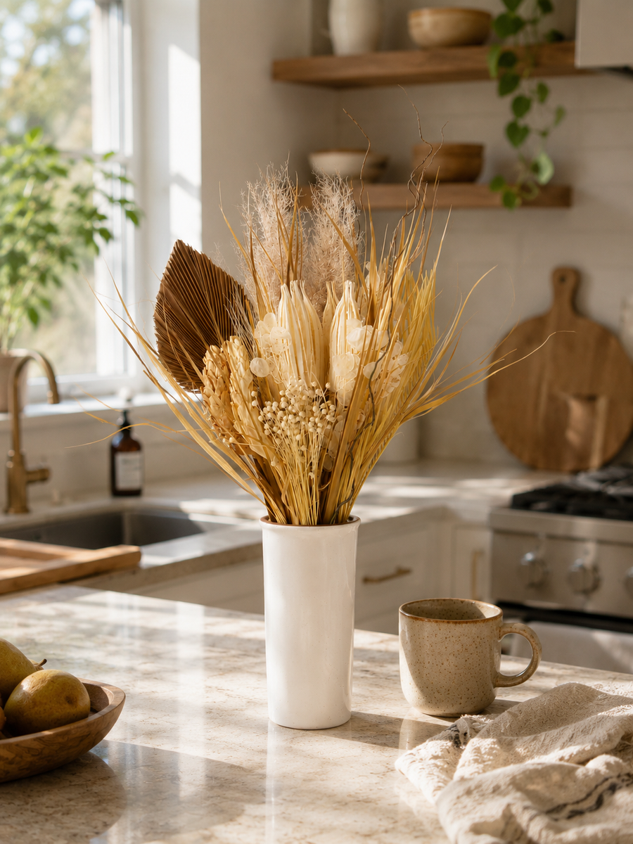 Neutral Palm Dried Flower Bouquet by ReVased