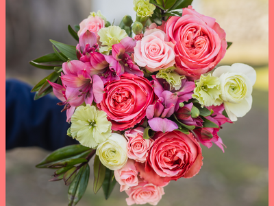 Order the Thinking of You flower bouquet! The Thinking of You bouquet includes mixed stems of roses, spray roses, solomio, alstroemeria, and ranunculus. The flowers will be shipped directly from the farm to you!