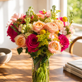 ReVased flower bouquet cared for in a vase