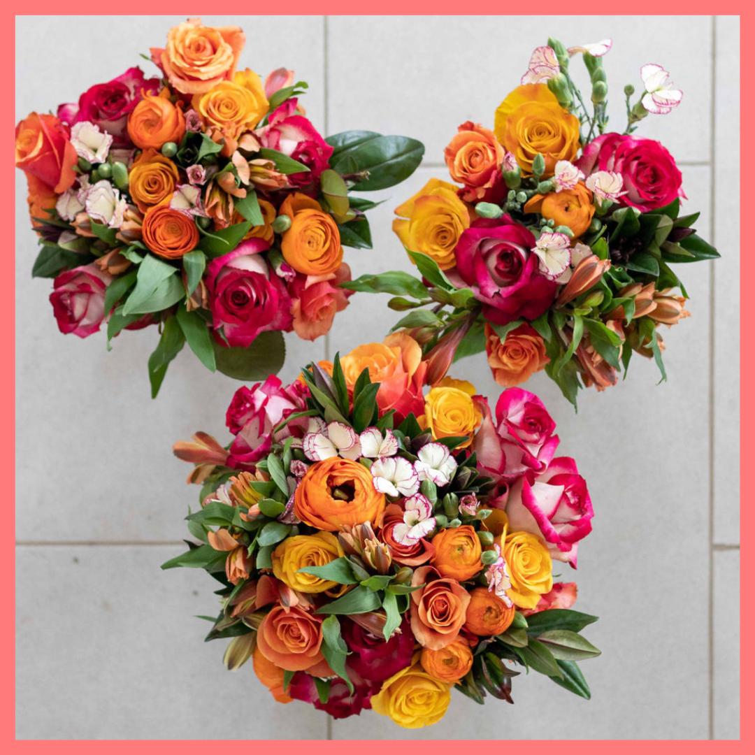 The Always Thankful flower bouquet includes mixed stems of roses, ranunculus, alstroemeria, hebes, and solomio. Please note that as flowers are a live product, colors and varieties may slightly vary from the photos shown to provide you with the freshest and most beautiful bouquet.