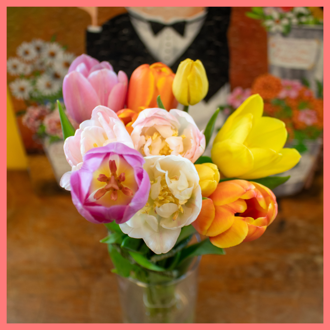 The Totally Tulips bouquet includes mixed stems of colorful California-grown tulips! Please note that as flowers are a live product, colors and varieties may vary from the photos shown to provide you with the freshest, most seasonal, and most beautiful bouquet.