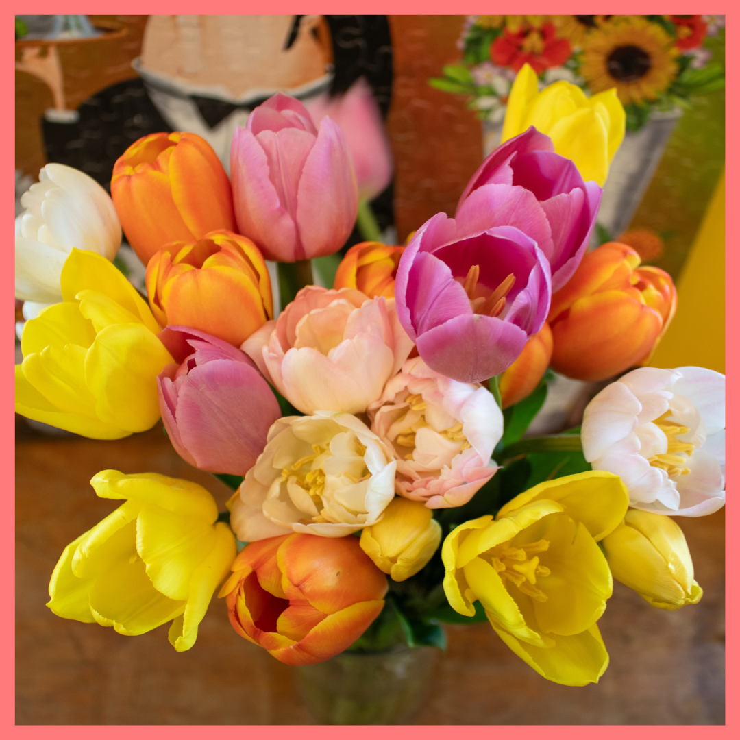 The Totally Tulips bouquet includes mixed stems of colorful California-grown tulips! Please note that as flowers are a live product, colors and varieties may vary from the photos shown to provide you with the freshest, most seasonal, and most beautiful bouquet.
