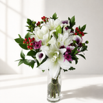 Cozy Christmas Flower Bouquet with Vase