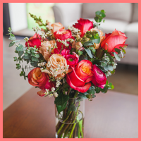 Order The Shirley flower bouquet from our Spring Collection. The Shirley bouquet includes mixed stems of eucalyptus, roses, ranunculus, snapdragons, limonium. The flowers will be shipped directly from the farm to you!