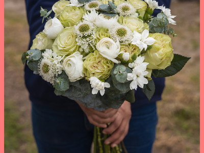 The Sending Love bouquet includes mixed stems of roses, scabiosa, solomios, ranunculus, and eucalyptus. Please note that as flowers are a live product, colors and varieties may slightly vary from the photos shown to provide you with the freshest and most beautiful bouquet.